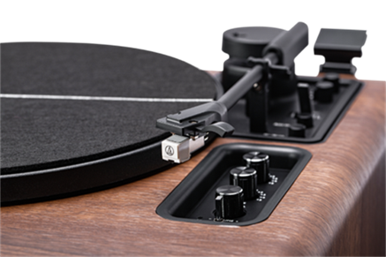 פטיפון מקצועי בצבע אגוז כהה משולב רמקולים פנימיים – SAFA MIC-400